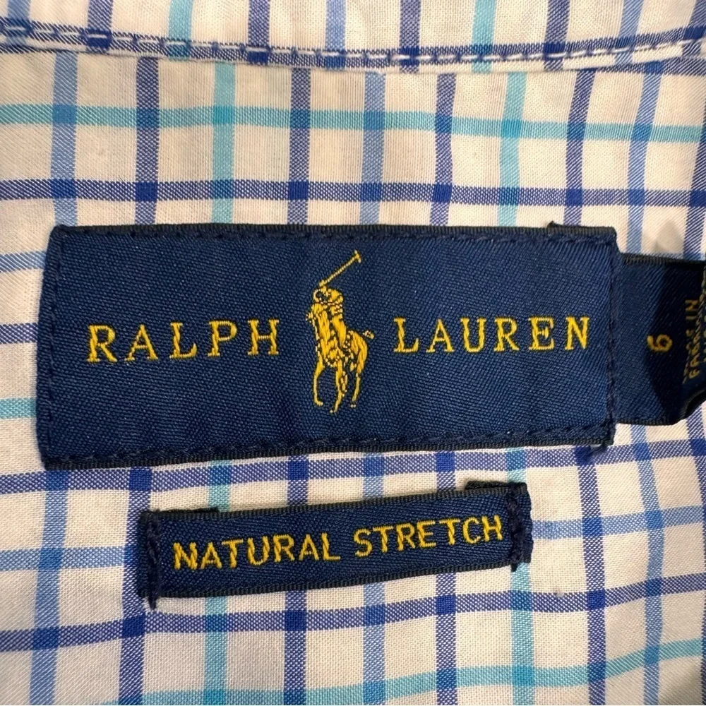 Ralph Lauren LOT Of 2 Boys Button Down Shirts. 1-checkered 1-plaid Blue Size 6